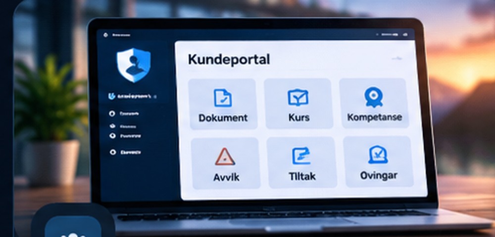 Illustrasjon av kundeportal med oversikt og statistikk